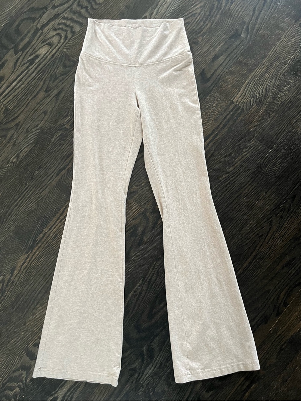 TNA Aritzia High Rise Flare Yoga Lounge Cotton Pants Oatmeal Beige Size S